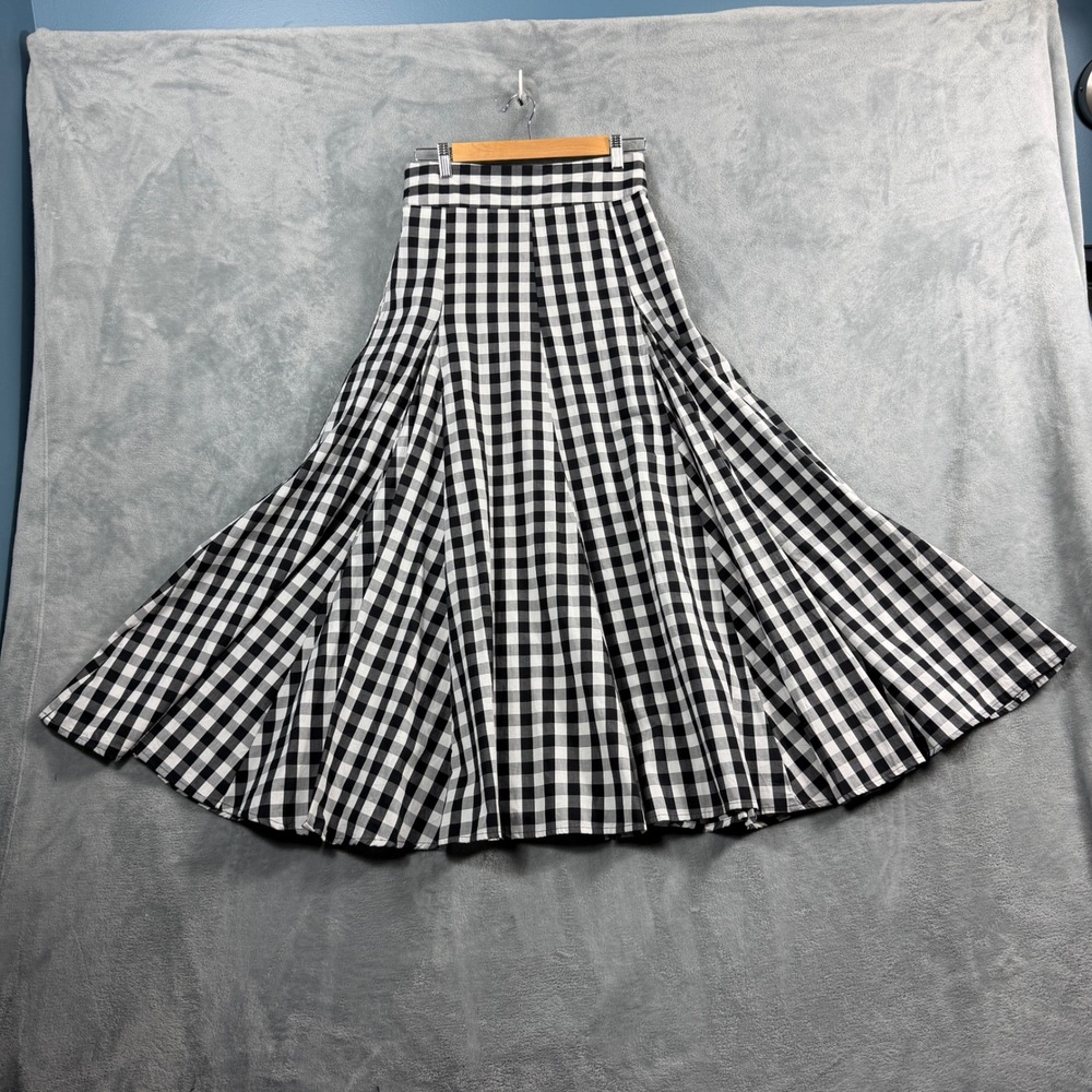Who What Wear Women 6 Black White Gingham Maxi Skirt A-Line Cotton Boho Coquette